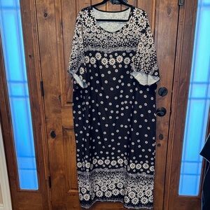 Floral Black and White Women's Dress